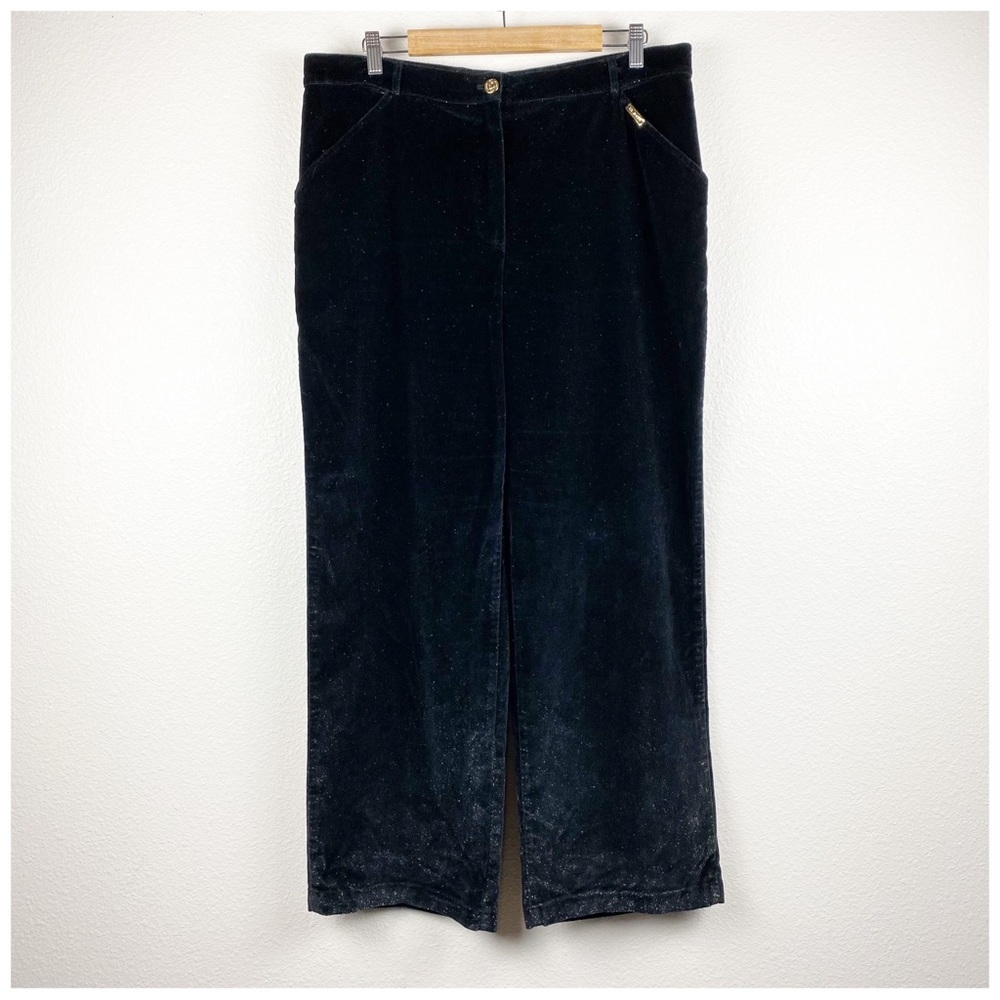 St. John‎ Sport Black Velvet Glitter Pants Size 16